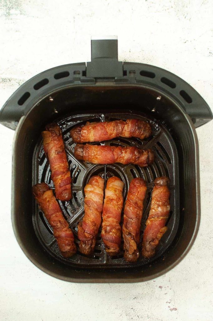 Air Fryer Bacon Wrapped Hot Dogs