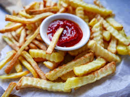 Frozen french fries in an air fryer oven