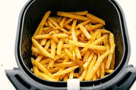 Frozen french fries in an air fryer oven