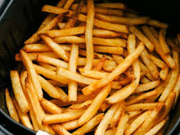 Frozen french fries in an air fryer oven