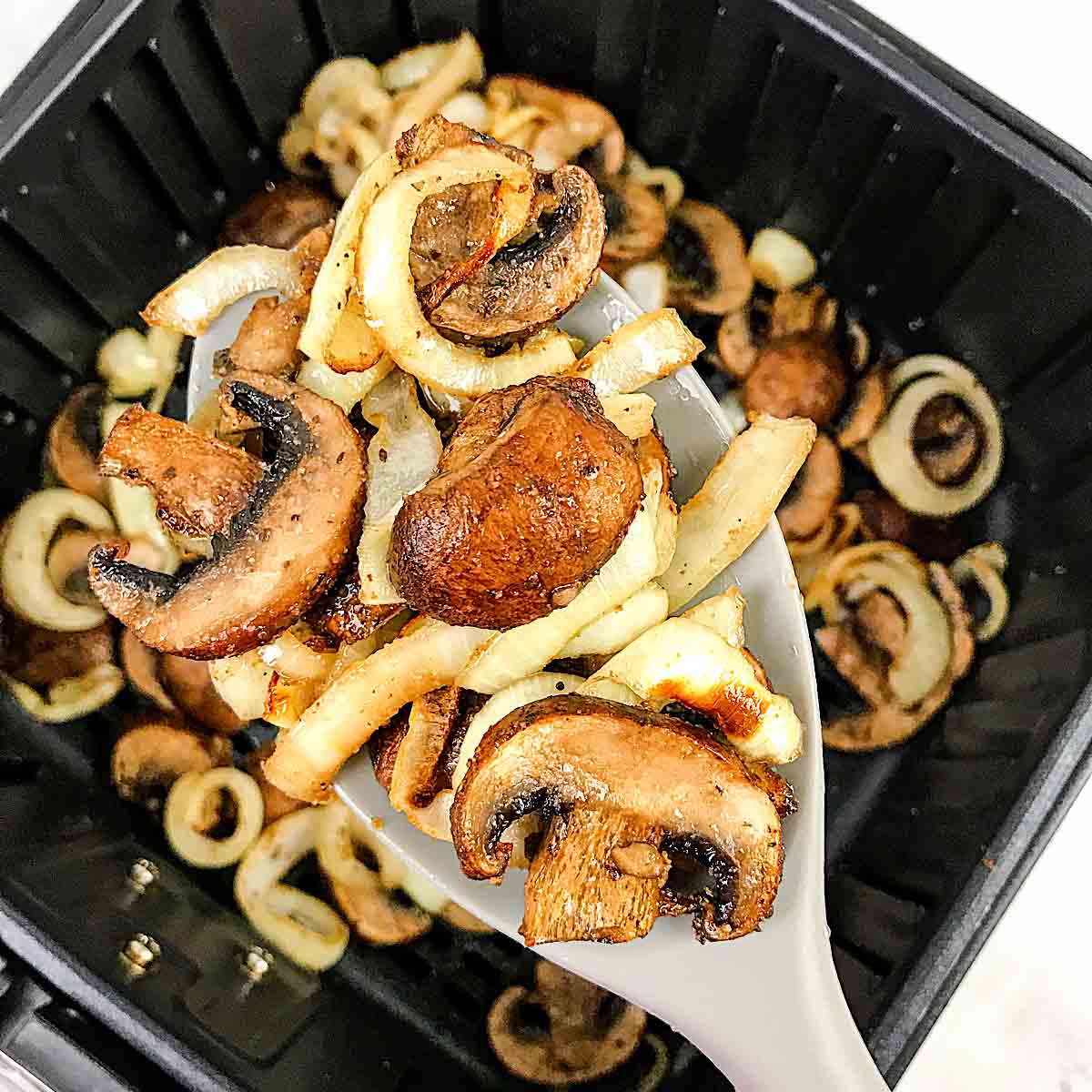 Air Fryer Mushrooms and Onions