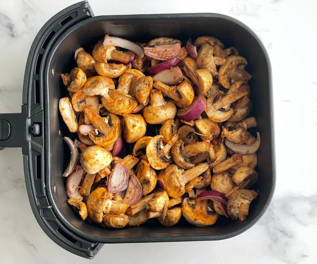 Air Fryer Mushrooms and Onions